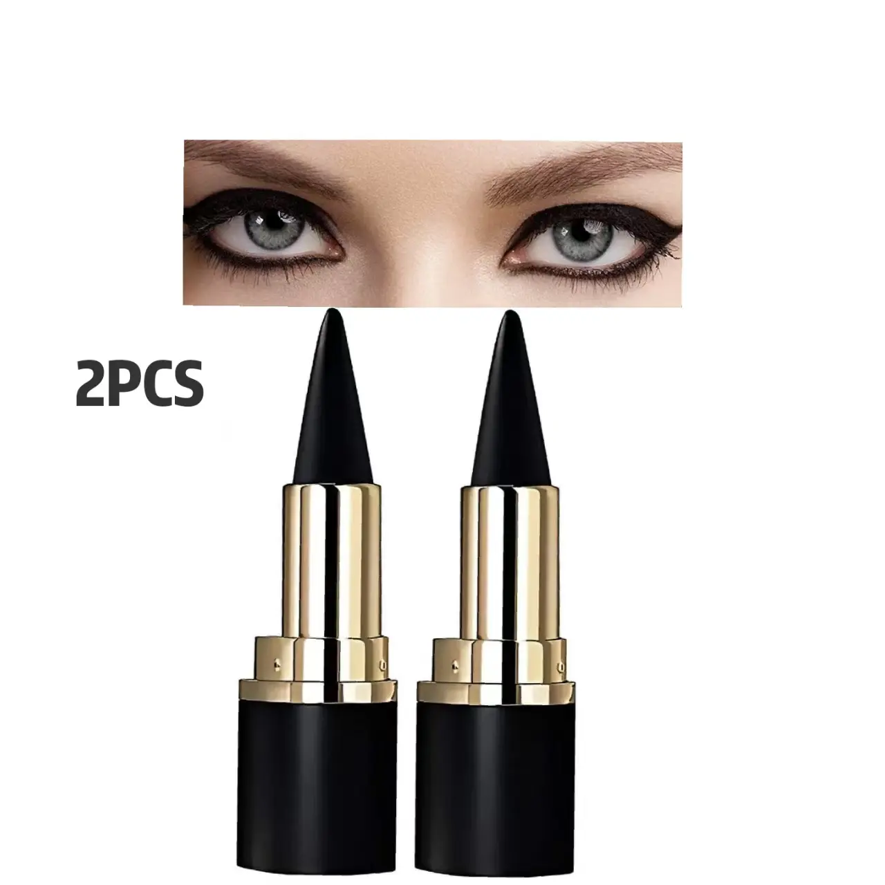 2Pcs Black Gel Eyeliner Pencil Set,Eye Liner, Cat Eye MakeupStencil,Eye Black Smokey Eyeshadow PaletteStick,Goth Halloween Makeup Lipliner lip liner Smooth Eyeliner and Lipliner