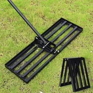 Lawn Leveling Rake, Steel Lawn Leveler with 30"x10" Ground Plate, 78" Adjustable Long Handle, Level Yard Tool for Grass, Golf Field, Level Soil or Dirt Ground, Black