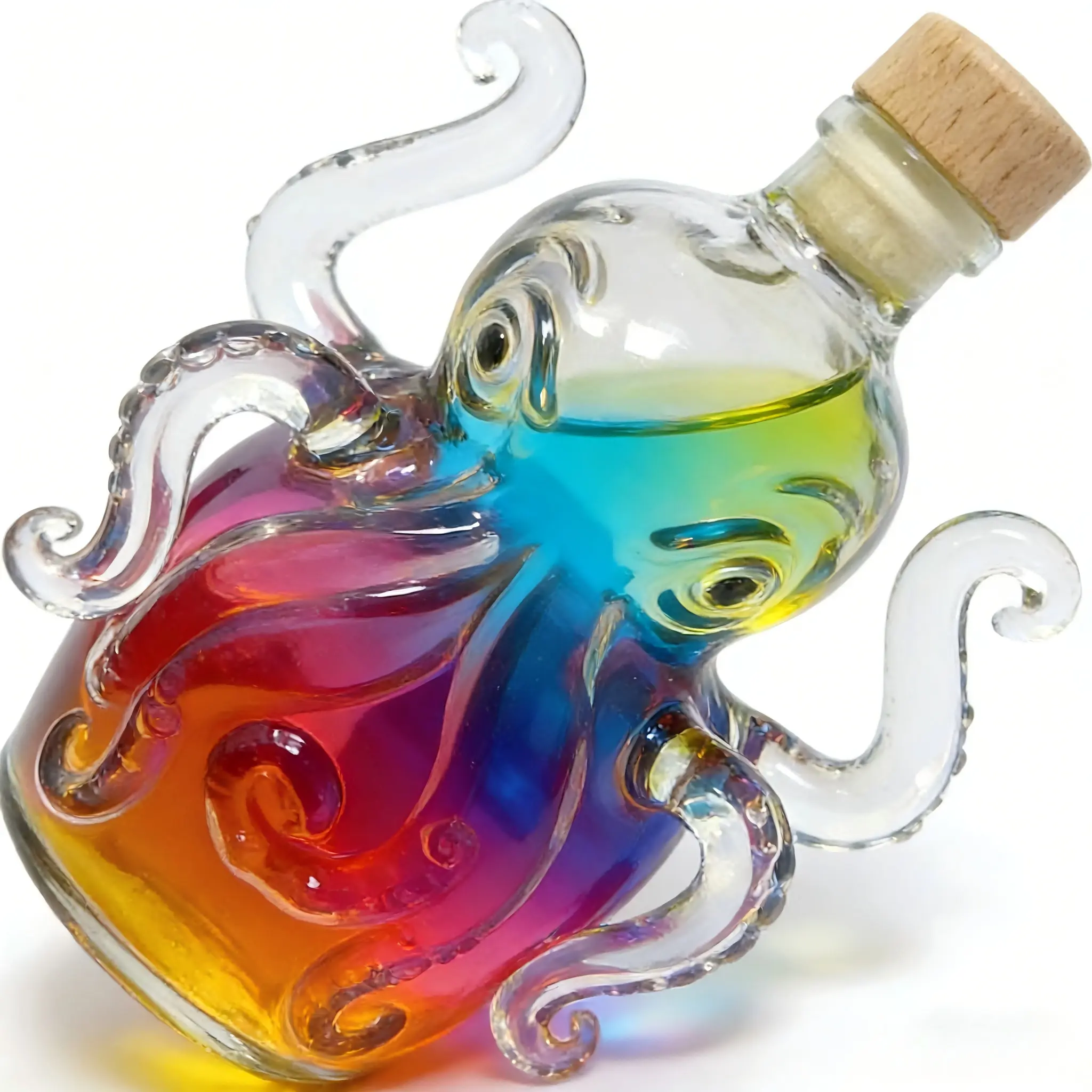 Octopus Glass Wine Decanter with Wooden Stopper — Wine Carafes, Whiskey & Beverage Bottles, Home Bar Decor, Unique Gift for Wine Lovers