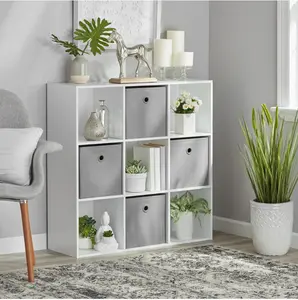 Compact 9-Cube Storage Unit – 11" Shelves, Sleek White Design