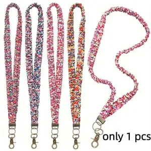 Colorful Hair Tie Lanyard for ID Cards and Keys, Fashionable Cute Clip-On Necklace Strap, Elastic Work Card Holder ID Badge Holder for Teachers Nurses Nursing Students Doctors Friends, Removable Cardholder