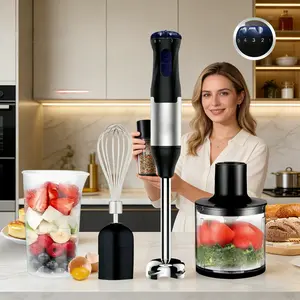 700W Immersion Blender Handheld Four in One Blender Rod, Used for Crushing Ice Sand, Baby Food, Soup, Manual Blender Turbocharged Stainless Steel Blades, Comes with Whiskey, Chopper, and Beaker