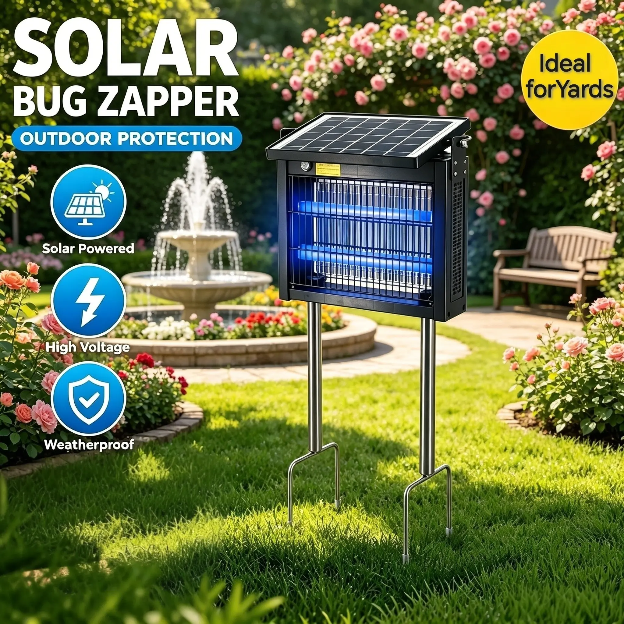 Electronic Mosquito Zapper Killer, Outdoor Waterproof Rechargeable UV Insect Trap for Patio, Backyard