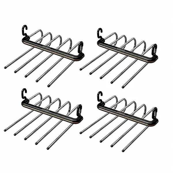 Multi-tier pants rack, stainless steel hanging rod, space-saving closet/bedroom storage and organization, suitable for pants, jeans, scarves, and more, can be hung up
