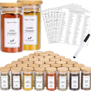 1 Set 192 Piece Kitchen Food Labels Kit, Kitchen Organization, Includes All Natural Spice Jar Tags, Adhesive Stickers & Glass Bottle Stickers, Food Classification Labels (bottles Not Included)
