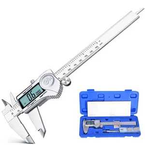 Digital Caliper, Caliper Measuring Tool Outside Micrometer, Vernier Dial Caliper, 6 Inch Caliper DIY Tool, Stainless Steel, IP54 Splash Proof, Inch Metric Fraction Switch, Large LCD Screen