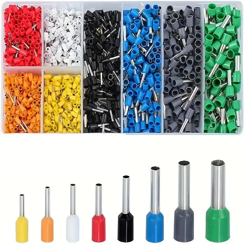 450pcs Boxed VE Tubular Crimp Terminals, Cable Electrical Connector, Insulated Wire Connectors, Electrical Cable Wire Ends, Electrical Connections | Colorful Insulation | Durable Insulation