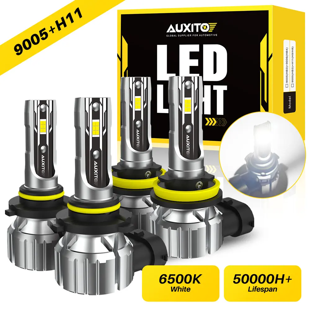 【CONFIRM MODEL BEFORE ORDER】AUXITO 9005/HB3/9006/HB4/H11/H9/H8/H7 White LED Headlight Kit High/Low Beam Bulbs Super Bright 6500K