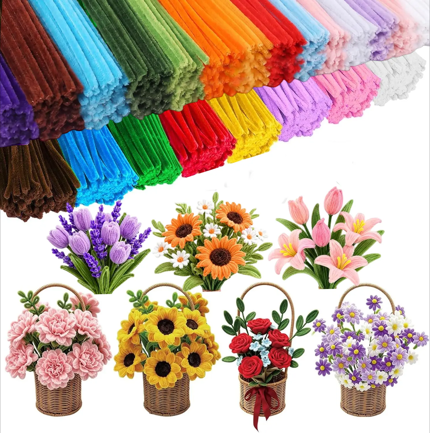 2300 Pipe Cleaners (Bulk). 20-Color Chenille Stems for Crafts. Art Supplies for Flowers. 2300 Pipe Cleaners (Bulk). 20-Color Chenille Stems for Crafts. Art Supplies for Flowers.