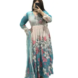 Traditional Georgette Anarkali design kurtha salwar pant with Dupatta