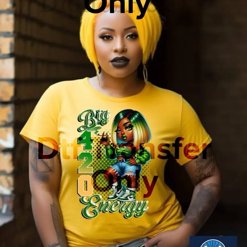 420 Big Energy Bob hairstyle /Afro Curl Gurl Dtf Transfer only