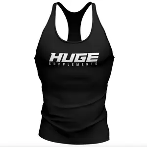 Huge Supplements Black Stringer Tank - Gym Tank Top for Men