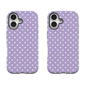 Purple polka dot phone case Cover, Magsafe Compatible, for iphone 17 phone case 16 pro max 15 Plus 14 13 12 11 Cute, clear, military-grade, high-end, durable, shockproof, and drop-resistant 2-in-1 glossy phone case