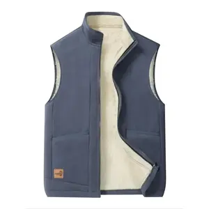 Men's Solid Color Thermal Lined Vest Jacket, Regular Fit Casual Pocket Zipper Warm Gilet Outerwear for Fall & Winter, Men's Clothes for Daily Wear Menswear Tops