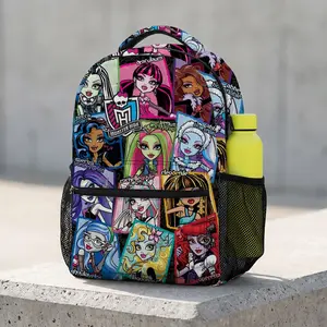 Monster-High Trending Cute Cartoon Laptop Backpack | Aesthetic Print Travel Daypack | Durable Lightweight Schoolbag Bookbag for Men & Women