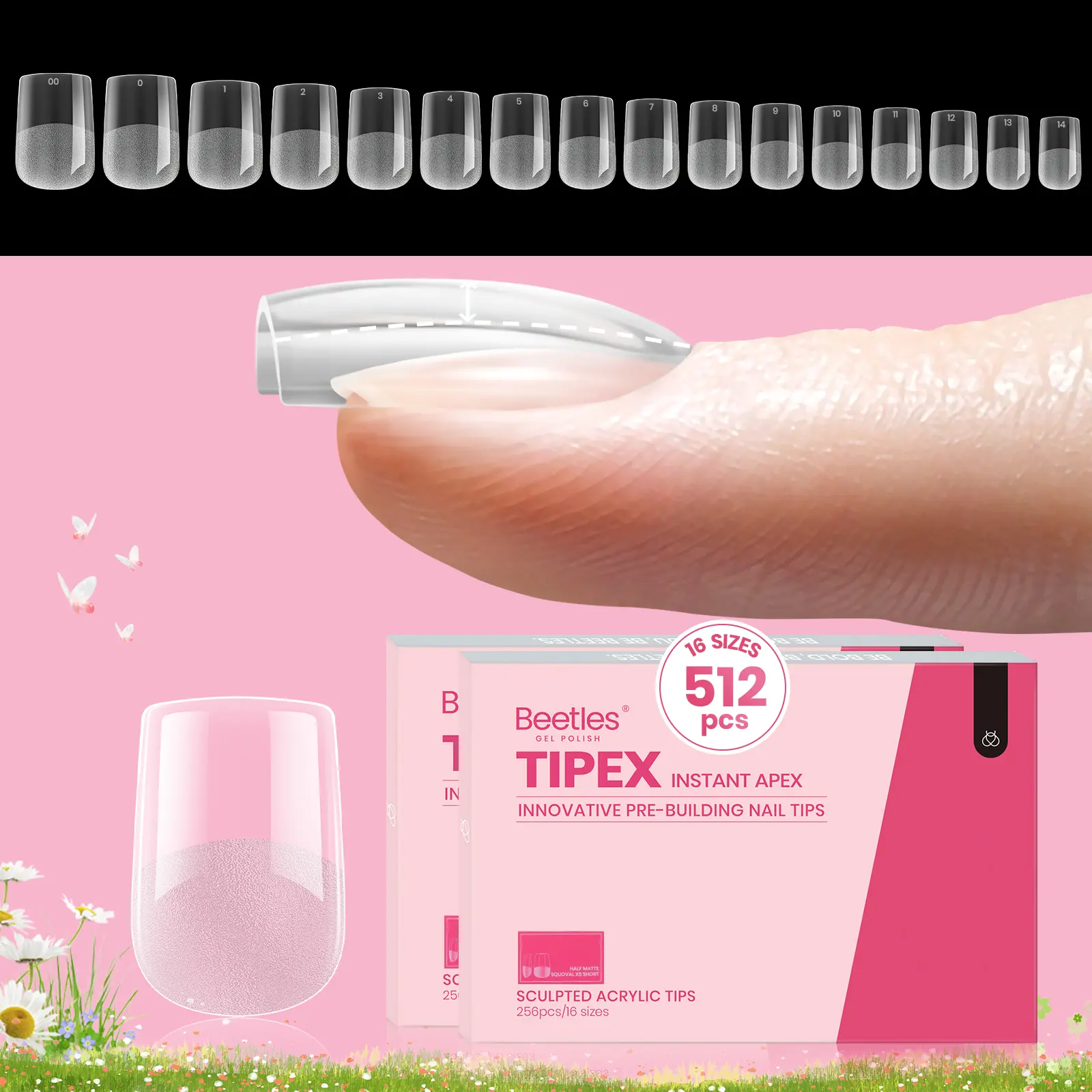 Extra Short Squaoval 16Sizes 512Pcs(Only Tips)