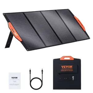 VEVOR Portable Solar Panel, TikTokShopBlackFriday, Monocrystallin 100-200W Foldable e ETFE Solar Charger, 23% Efficiency Solar Panel with Type C, DC 18V, QC3.0 USB Port, IP67 Waterproof for Home, Off Grid, Hiking