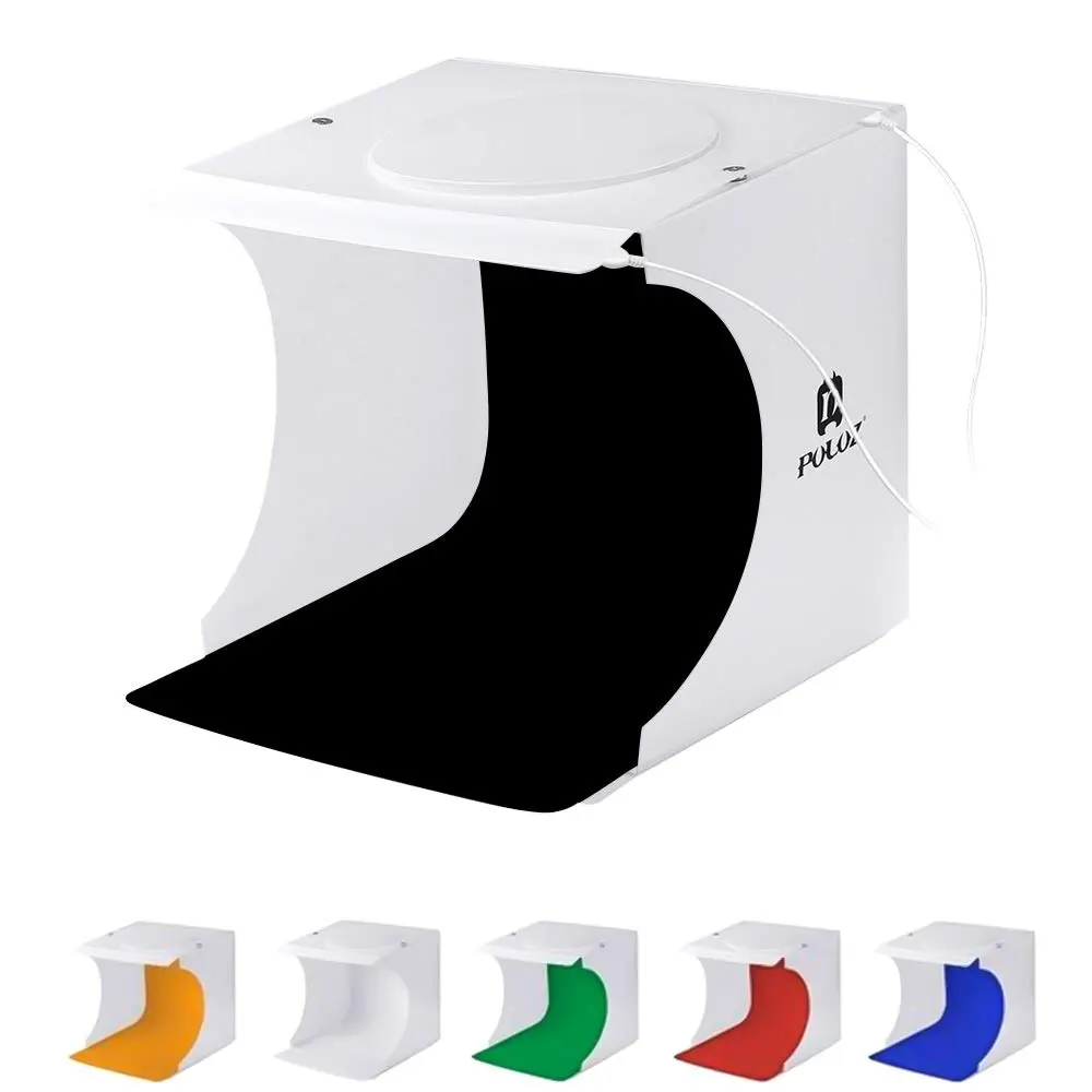 1100LM 40-LED Folding Portable Studio Light Photography Kit - Photo Tent Box, Colored Backdrops, Magnetic Lighting Softbox, Cable & Other Accessories (Assorted Colors)