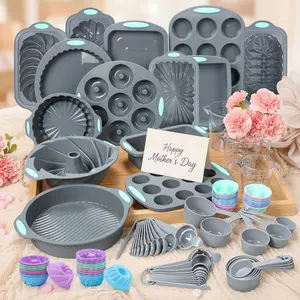 99/54/45/21 Pieces，Easter Silicone Baking Mold Set – Nonstick Cake, Muffin, Cupcake & Bread Pans with Measuring Cups and Spoons, Heat-Resistant Silicone Bakeware for Perfect for Mother's Day gifts and birthday gifts