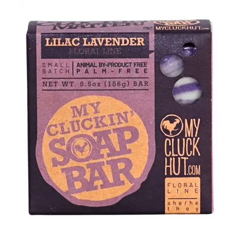 MYCLUCKHUT.COM Lilac Lavender My Cluckin' Soap Bar - Animal byproduct-Free, Palm-Free, Floral Scent, 5.5 oz
