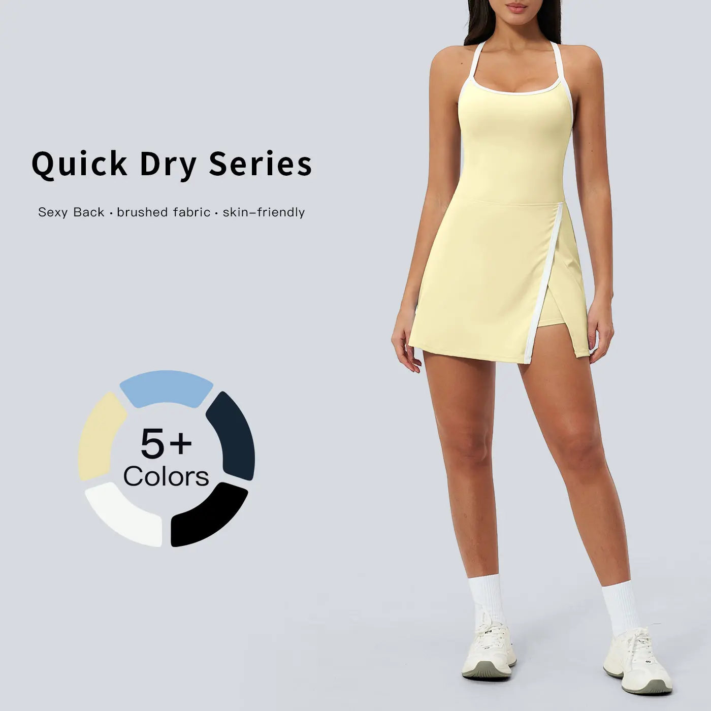TENWOLF Women's Yoga Dress, Slim Fit Sporty Cutout Activewear Dress, Lightweight for Summer Workouts, Athletic Workout Dress, Short‑Length Ease