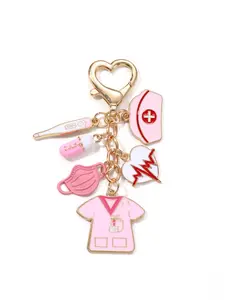 Classic Multicolor Nurse Hat Thermometer Pill Mask Heartbeat Keychain Bag Charm Gift for Nurses Doctors, Alloy Material, Perfect Present, Trendy Cute Keychain