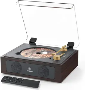 CD Player with Built-in Speakers Bluetooth Retro Portable CD Players for Home Music Player with Remote Control Headphone Jack Walnut Brown