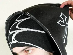 New Knit Cap Spider Web Printed Hat Trendy Unisex Y2k Beanie 100% Cotton Soft