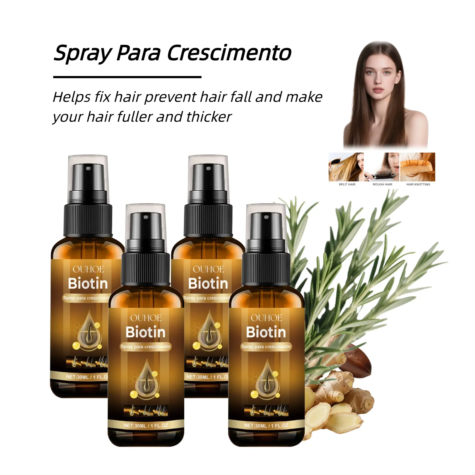 Biotin Hair Spray, Hair Strengthening Spray,Moisturizing Hair Care Product for Men & Women