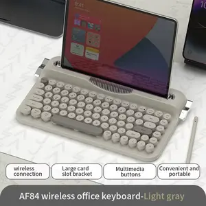 AJAZZ AF84 Wireless BT Portable Keyboard-Retro Punk Typewriter Mechanical Keyboard-Wireless BT Dual-Mode Office Keyboard Ajazz