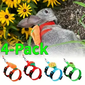 4-Pack Adjustable Rabbit Harness and Leash Set, Cute Vest Harness for Small Pets with Decorative Ferret Harness, Bunny Strap and Safety Belt Set - Home Improvement.