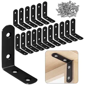 Black L Bracket Corner Braces 40x40mm Small Shelf Bracket for Wood, Shelves, Wall Hanging Support 90 Degree Joint Right Angle Brackets with Screws