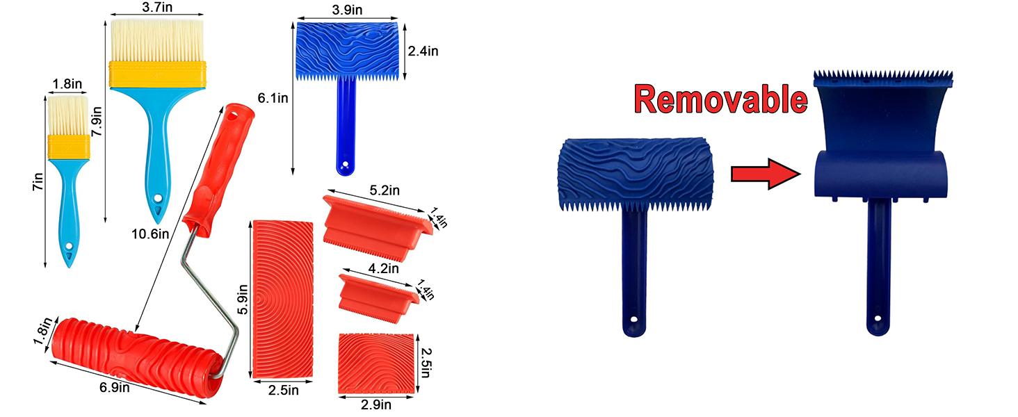 6PCS Wood Grain Tool, Natural Woodgrain Maker for Decorative Painting Wood Graining Tool Set DIY Projects