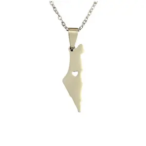 Palestine with Heart Necklace in Silver