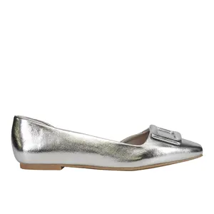 Chinese Laundry Womens Raelynn Metallic Slip On Flats Casual - Silver
