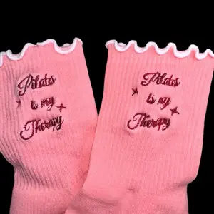 Pilates is My Therapy Grip Socks - Pink with Star Grips, Perfect for Pilates Enthusiasts