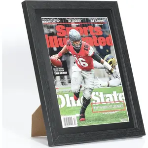 Sports Magazine Frame, Premium Wood Display Case for 8" x 10.5" Magazines, Wall Mount or Tabletop Stand, Layered Design with Positioning Mat, Perfect for Sports, Fashion & Home Decor