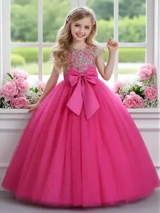 Elegant Princess Gown for Girls, Heavy Embroidered Long Dress, High Waist Party Dress, Perfect for Weddings, Birthdays, Halloween, Christmas
