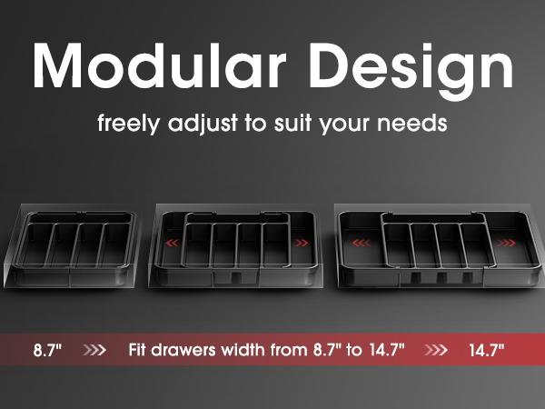 Expandable Silverware Organizer – Adjustable Kitchen Drawer Tray for Forks, Knives, Spoons, Multipurpose Storage, Black