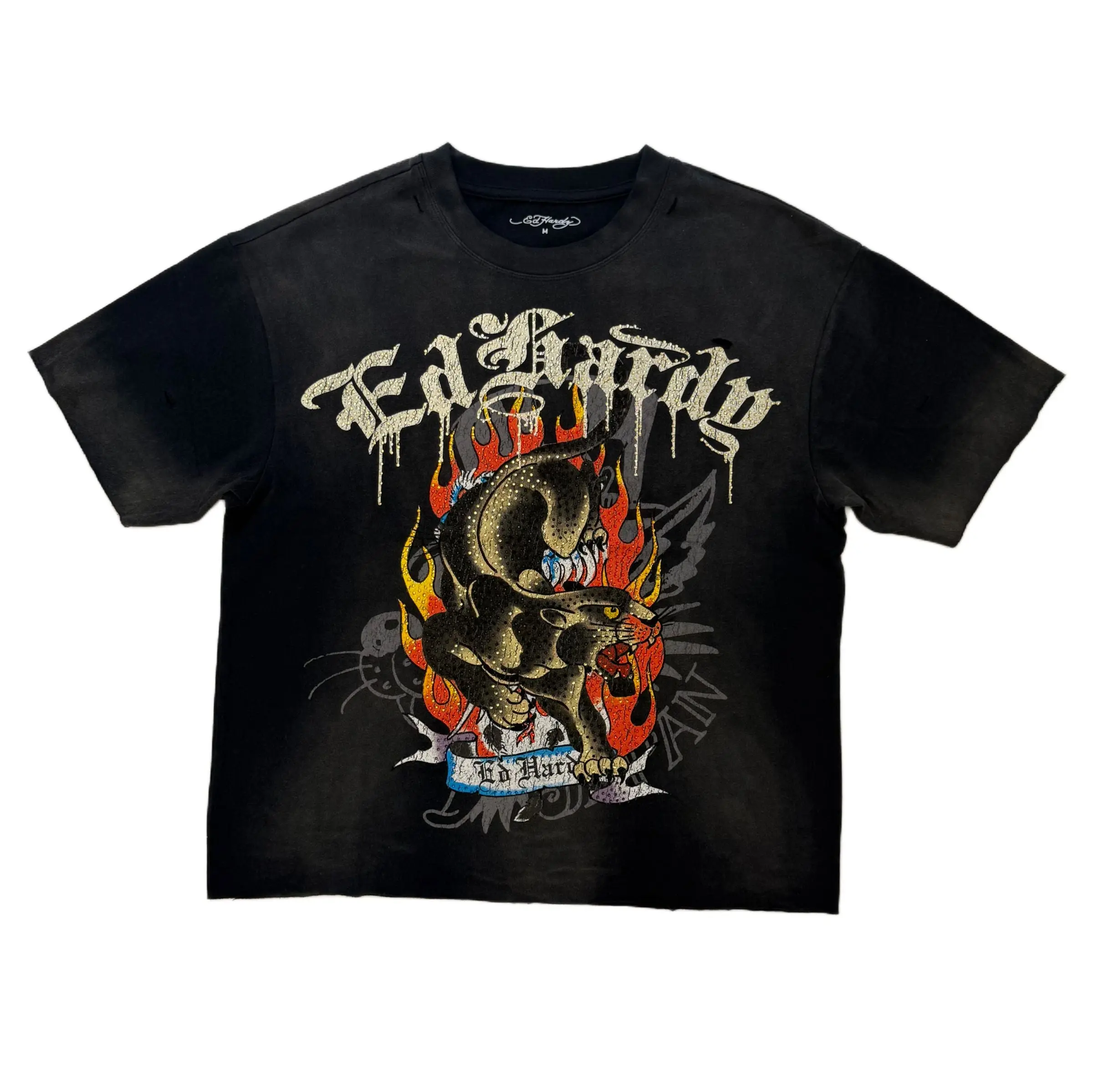 ED HARDY PANTHER CROPPED MENS BOXY T.SHIRT