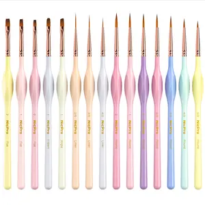 Nicpro 15Pack Micro Fine Detail Paint Brush Set, Macaron Pastel Small Miniature Fine Tip Detail Brushes Kit for Acrylic Oil Watercolor, Craft, Models, Miniatures, Rock Painting, Paint by Numbers