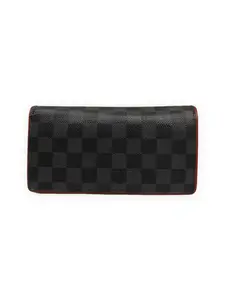 Pre-owned Louis Vuitton Damier Graphite coated canvas Small Leather Goods Brazza Wallet black/grey checkerboard with red trim Very Good S014260414022