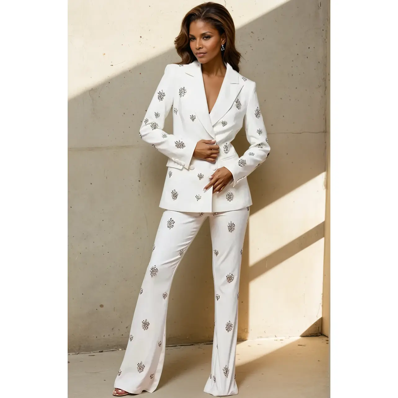 Grace Crystal Embellished Blazer Pants Set