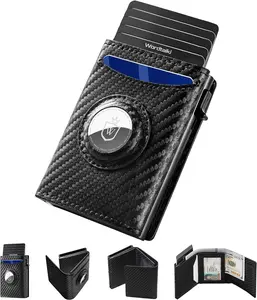 Smart Wallet for Men | Slim RFID Bifold with AirTag Slot | Pop-Up, 9-14 Card Capacity, ID Window & Cash Slot | Genuine Leather (AirTag Not Included)