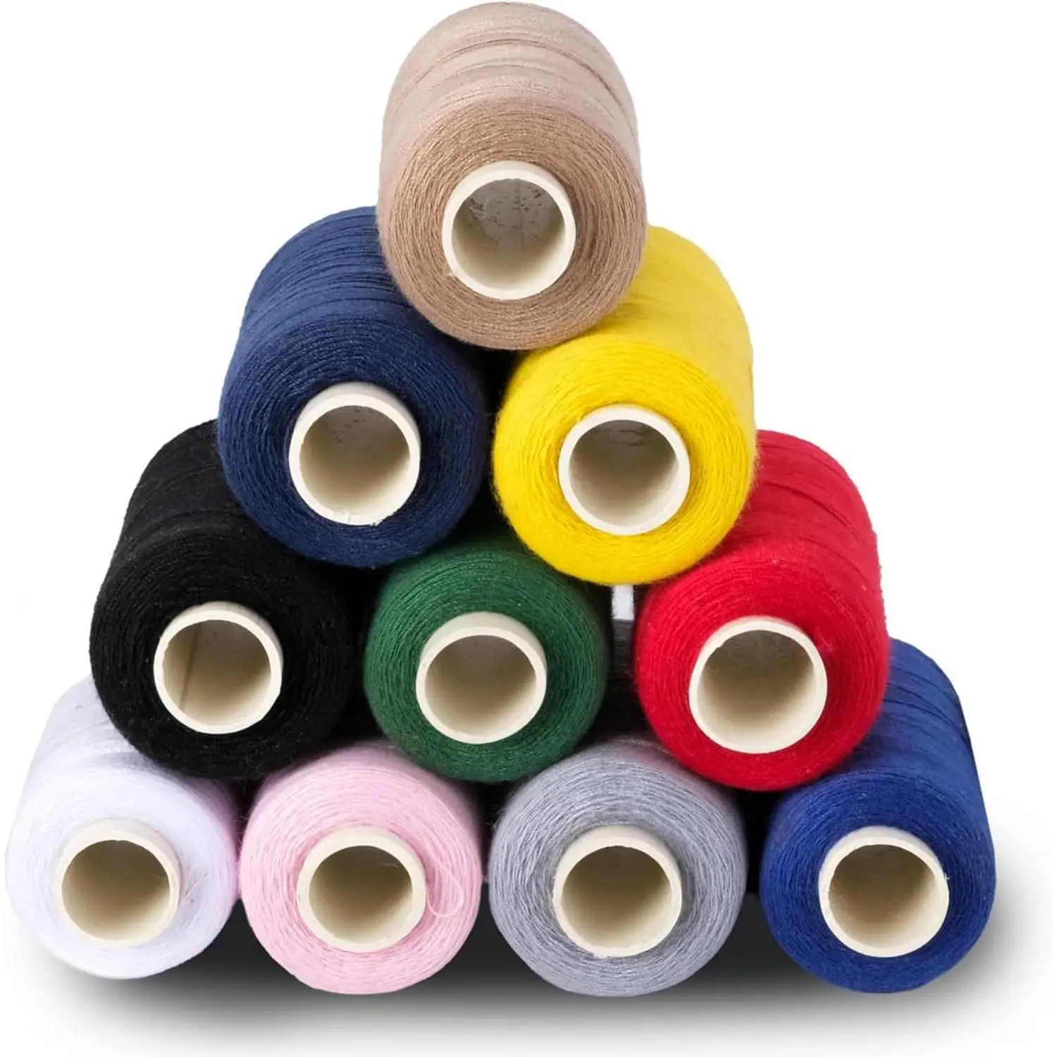 10 Colors Serger Sewing Thread - 10 Cones of 500 Yards Each Spool for Sewing Clips, Quilting Materials & Heavy-Duty Sewing Machines