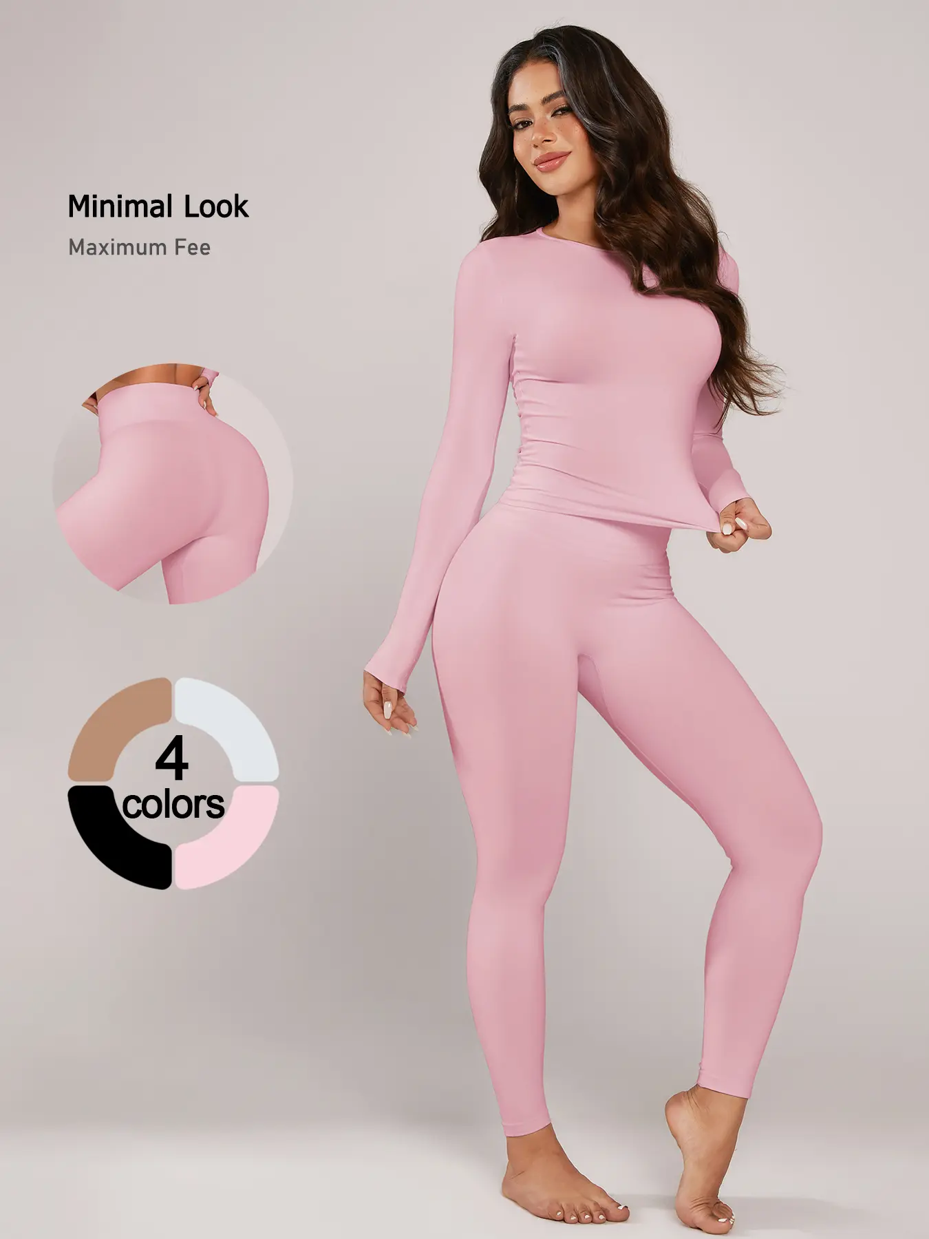 2 Piece set Women's Loungewear Set Homewear Pajama Set Pajamas Lounge Set Loungewear Pjs Set Knit Minimalist Long Sleeve Top Full Length Pants Comfortable Soft Seamless Stretchy Perfect for Casual Daily Wear Home Travel Sleepwear