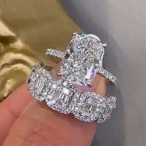 Maxine CZ 5.5ct Cushion Cut 2PC Engagement Ring Set, Bridal Ring Set In Sterling Silver, 5A Cubic Zirconia Women's Ring Jewelry,Wedding Ring Set for Daily,Travel,Proposal,Birthday,Anniversary