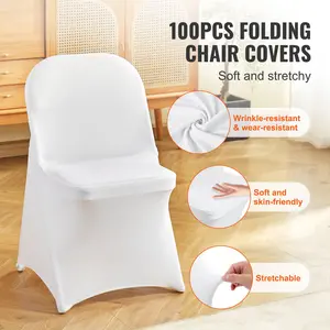 50/100Pcs Stretch Spandex Folding Chair Covers Universal Fitted Removable Washable Protective Slipcovers for Wedding Holiday Banquet Party Celebration Dining
