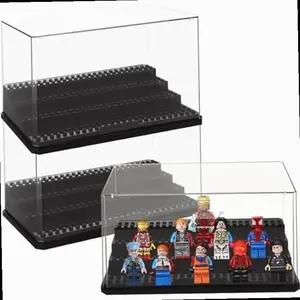 3-Tier Transparent Acrylic Display Case Wide Box for Minifigures, Figurine, Collectible Figurines and Small Pop Figures Dust-Proof Protector Organizer Decorative Display Storage for Collectibles