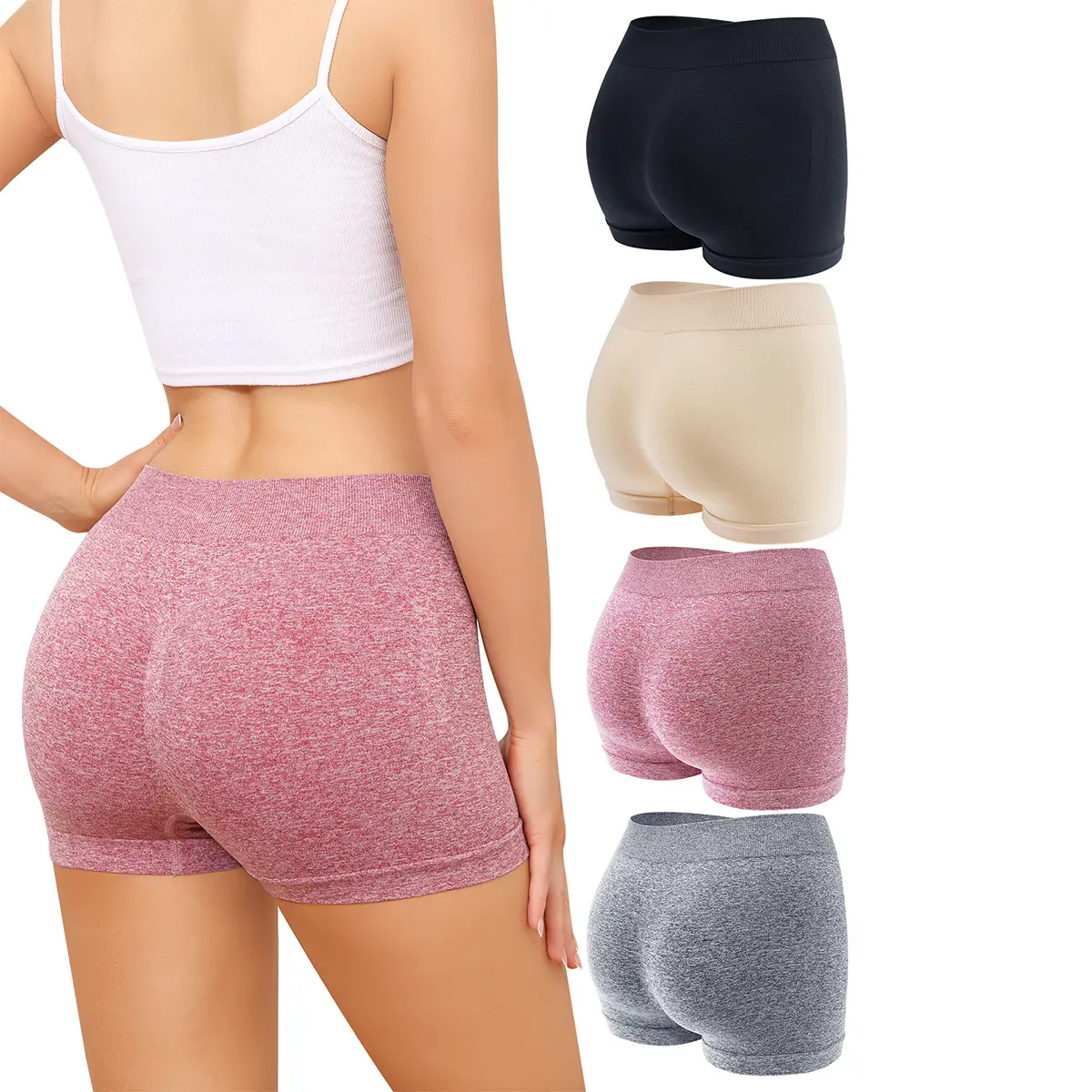 LEVAO Women’s Seamless Boyshorts – Lifting Full Coverage Boxer Briefs, No Show Soft Stretch Underwear